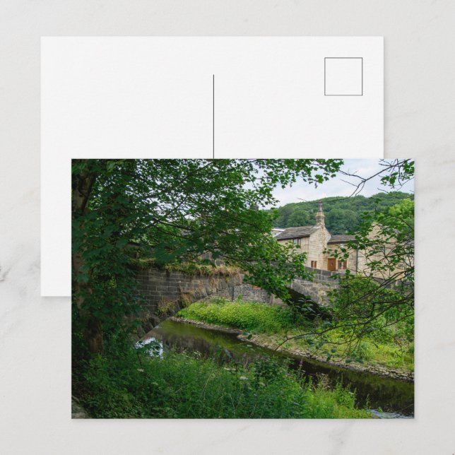 Cartão Postal Ponte Hawksclough, Mytholmroyd (Frente/Verso)