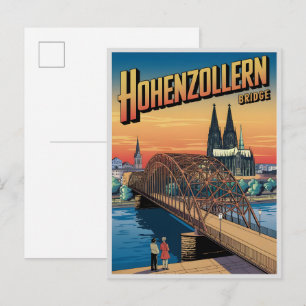 Cartão Postal Ponte Hohenzollern Vintage colônia alemanha presen