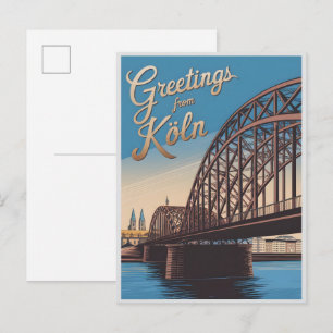 Cartão Postal Ponte Hohenzollern Vintage colônia alemanha presen