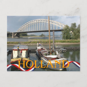 Cartão Postal Ponte Holland River Waal e Cartão-postal de Boats