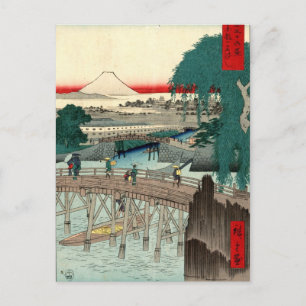 Cartão Postal Ponte Ichikobu por Hiroshige