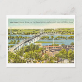 Cartão Postal Ponte Iowa Illinois Bridge Rio Mississippi vintage