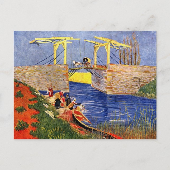 Cartão Postal Ponte Langlois em Arles por Vincent van Gogh (Frente)
