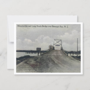 Cartão Postal Ponte LBI NJ Barnegat Bay de Long Beach, 1910