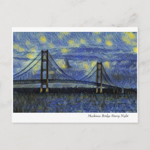Cartão Postal Ponte Macinac Starry Night