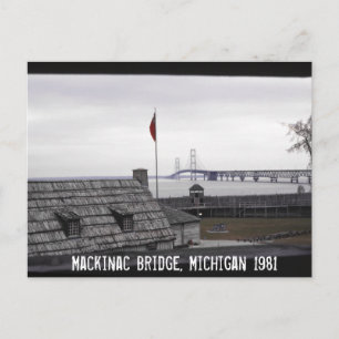 Cartão Postal Ponte Mackinac Colonial Michilimackinac Michigan