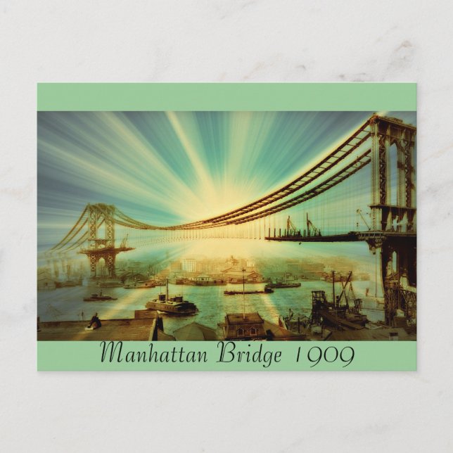 Cartão Postal Ponte Manhattan 1909 (Frente)