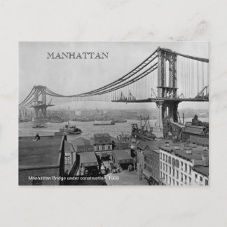 Cartão Postal Ponte Manhattan em construção Foto 1909