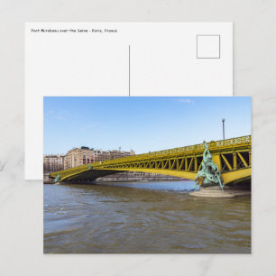 Cartão Postal Ponte Mirabeau sobre o Sena - Paris