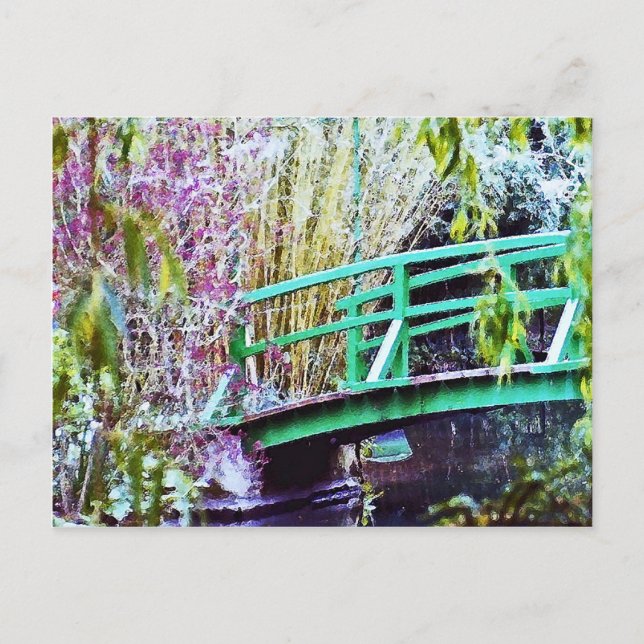 Cartão Postal Ponte Monet com Flores (Frente)