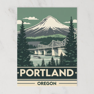 Cartão Postal Ponte Montanha Retro Portland Oregon
