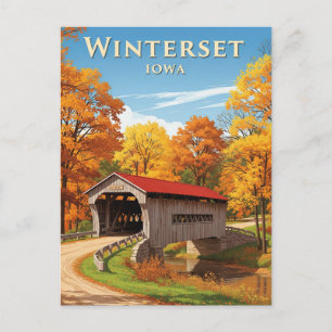 Cartão Postal Ponte no Winterset Iowa Viagem