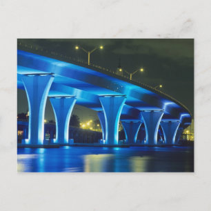 Cartão Postal Ponte noturna no Porto de Miami, Flórida