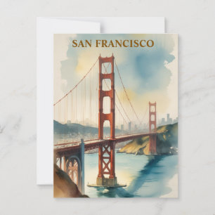 Cartão Postal Ponte ouro de Portes Aquarela San Francisco