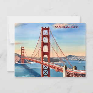 Cartão Postal Ponte ouro de Portes Aquarela San Francisco