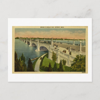 Cartão Postal Ponte para Belle Isle Detroit, Michigan Vintage