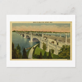 Cartão Postal Ponte para Belle Isle Detroit, Michigan, Vintage