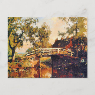 Cartão Postal Ponte perto da Propriedade Linschoten, pintura de 