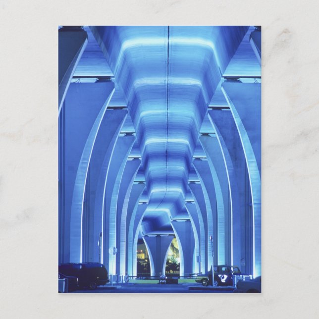 Cartão Postal Ponte, por baixo da iluminação, Porto de Miami, (Frente)