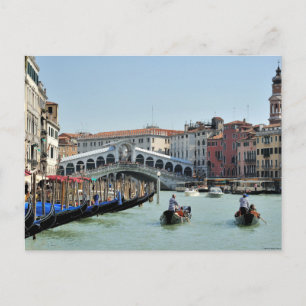 Cartão Postal Ponte Rialto no Grande Canal, Veneza Itália