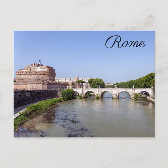 Cartão Postal Ponte Sant'Angelo e Castel Sant'Angelo - Roma (Frente)