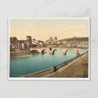 Cartão Postal Ponte Stone e San Giorgia, Verona, Itália (clássic