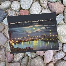 Cartão Postal Ponte Talmadge à Noite Savannah GA retrô