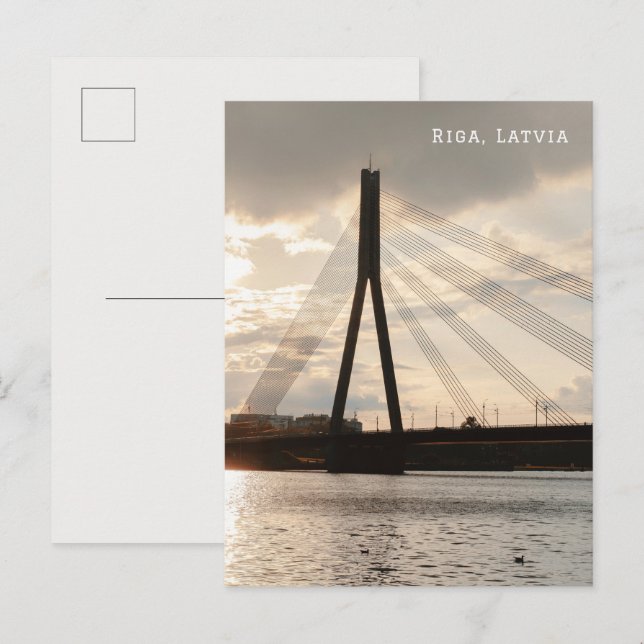 Cartão Postal Ponte Vanšu, Riga, Letônia viagem (Frente/Verso)