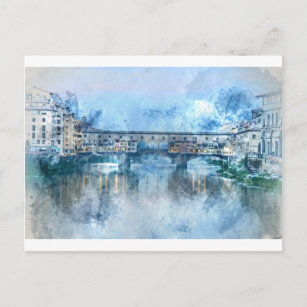 Cartão Postal Ponte Vecchio no rio Arno, em Florença, Itália