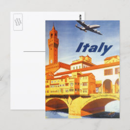 Cartão Postal Ponte viagens vintage Florence Firenze Itália