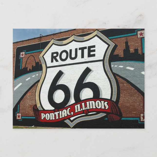 Cartão postal Pontiac Illinois US Route 66 (Frente)