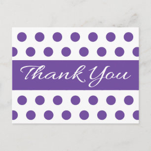 Cartão Postal Pontinhos de Agradecimento Roxo e Branco