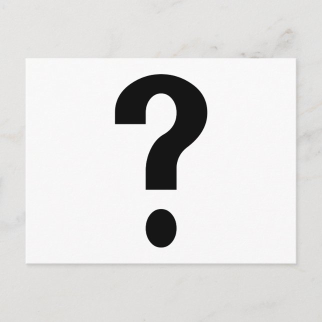 Cartão Postal Ponto de interrogação preto (Frente)
