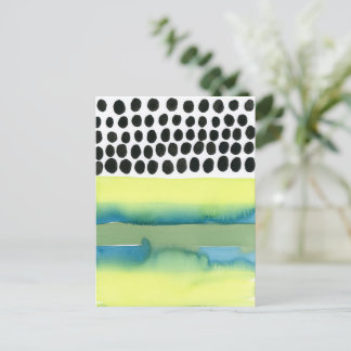Cartão Postal Pontos de Bolha Abstrato Aquarela Geométrico Cartã