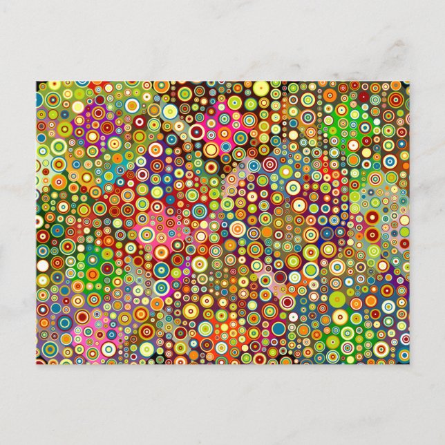 Cartão Postal Pontos Retro Coloridos + sua ideia (Frente)