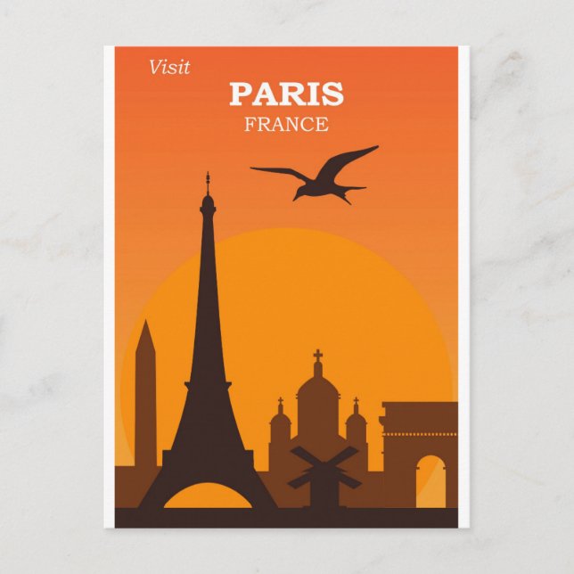 Cartão Postal Pontos Turísticos Antigos de Paris França Viagem (Frente)