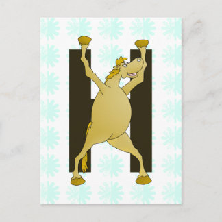 Cartão Postal Pony Monograma - Letra H Personalizada