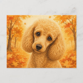 Cartão Postal Poodle Autumn Forest Dog