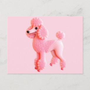 Cartão Postal Poodle Cor-de-Rosa