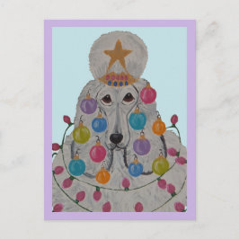 Cartão Postal Poodle Decorado para o Natal