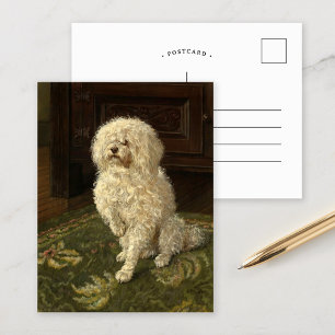 Cartão Postal Poodle em um tapete verde   George L. Harrison