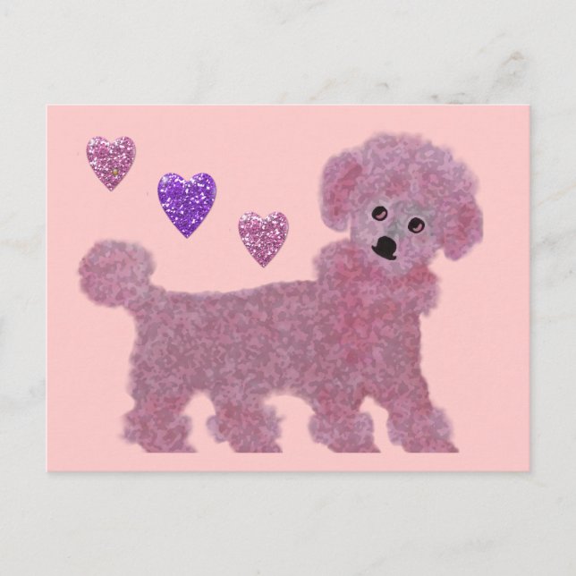 Cartão Postal Poodle Luv (Frente)