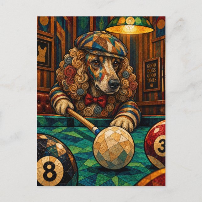 Cartão Postal Poodle, Mosaico Geométrico (Frente)