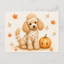 Cartão Postal Poodle Múmia Halloween