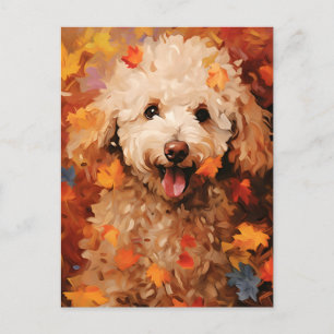 Cartão Postal Poodle Outono Dia de Ação de Graças 