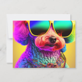 Cartão Postal Poodle Psychedelic