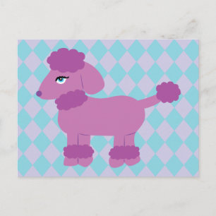 Cartão Postal Poodle Roxo