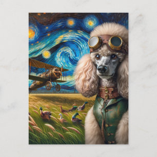 Cartão Postal Poodle Steampunk e patos