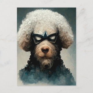 Cartão Postal Poodle Vestido Como Cachorro Super-Herói
