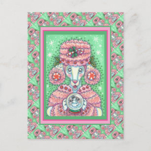 CARTÃO POSTAL POÓDULO DE PINTA-DE-PINTA CUTA E SNOWGLOBE SNOWMAN